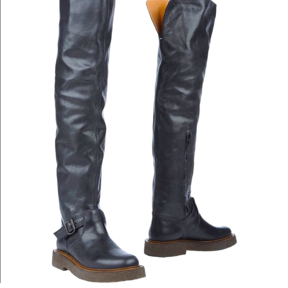 Maison Martin Margiela 22 Black Leather Over-the-Knee Boots *